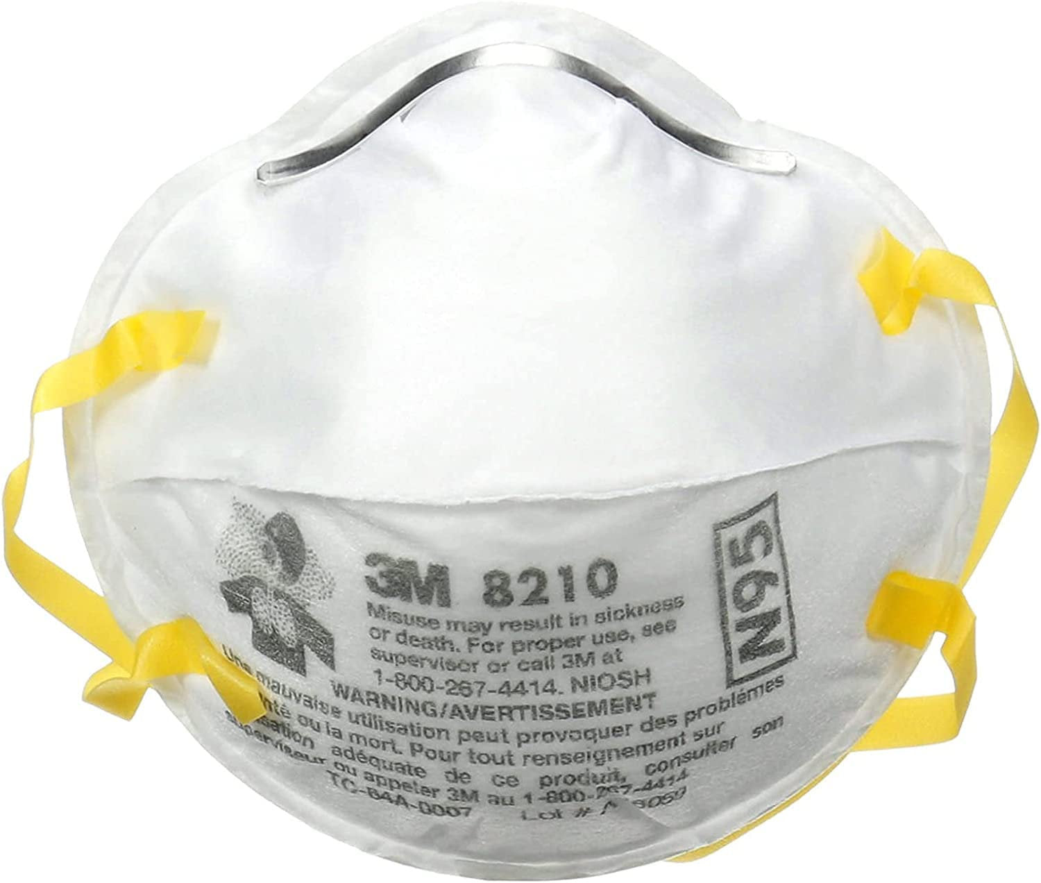 3M™ 8210 N95 Particulate Respirator – Disposable Dust Mask (NIOSH Approved)