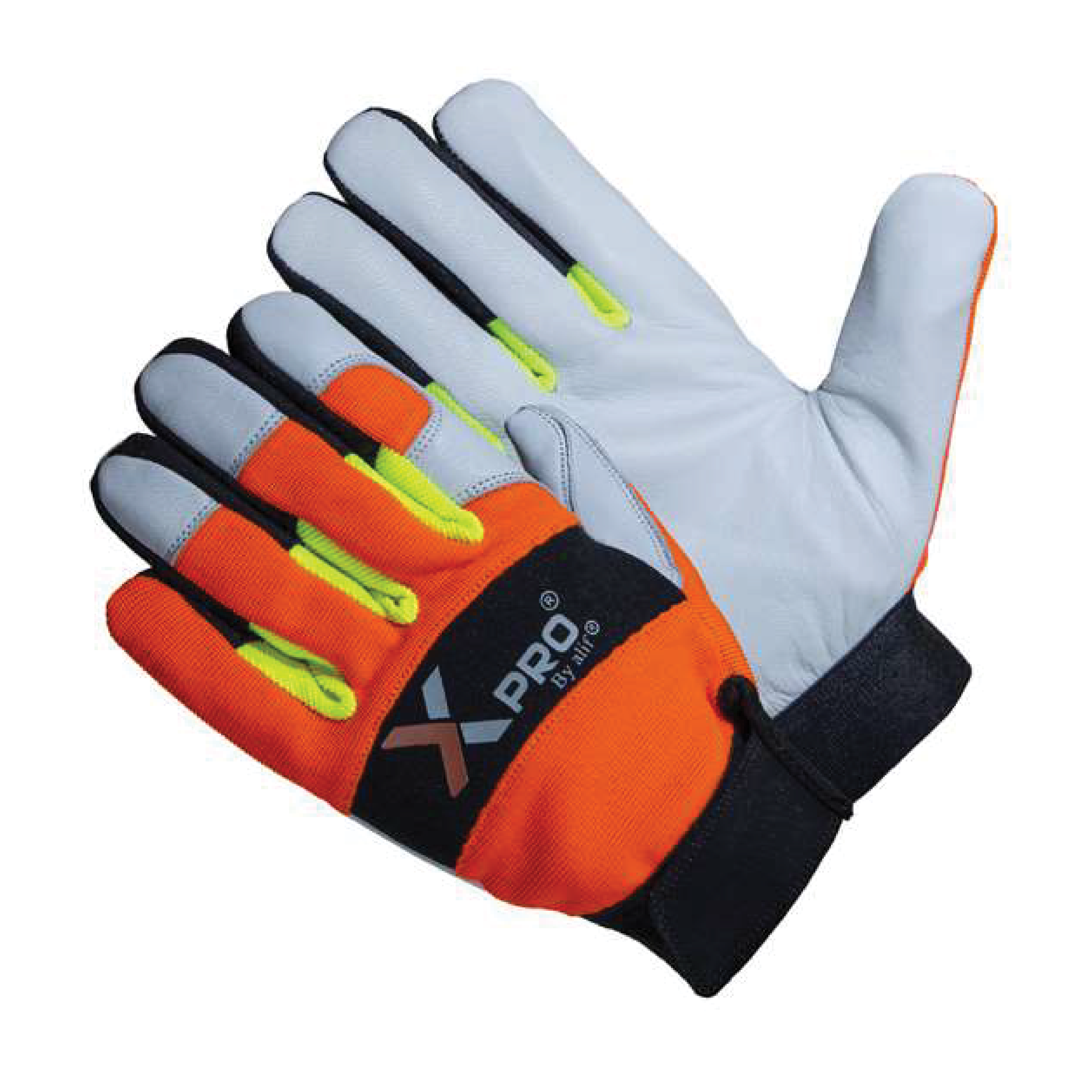 XPRO ALIF-MECPROTOCE Mechanics Leather Safety Gloves – Adjustable Hi-Viz