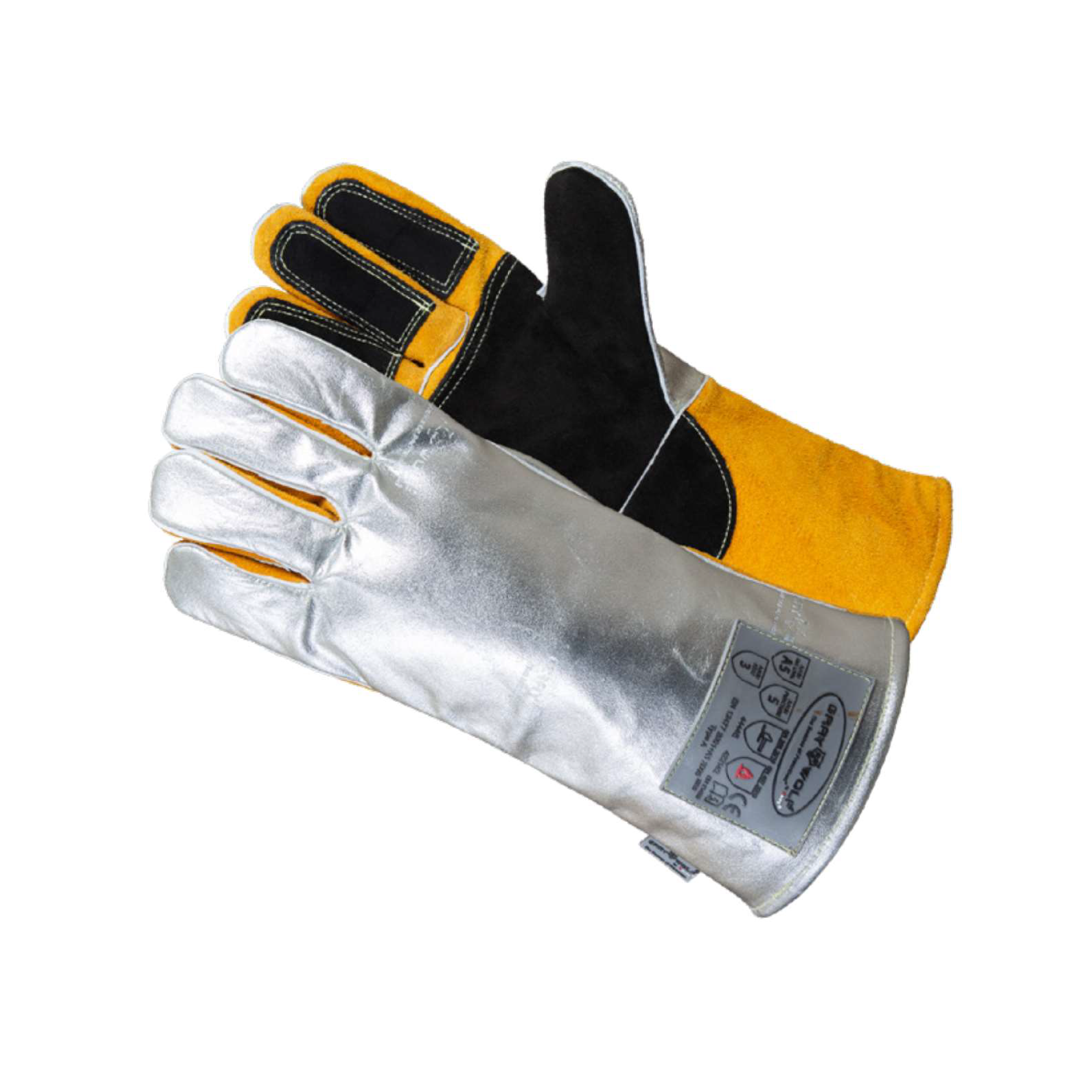 GRAYWOLF® GW7500ACSDRC5 – Heavy Duty Aluminized Welding Gloves (Heat & Molten Metal Protection)